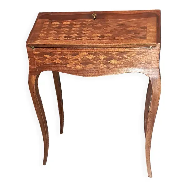 Petit secrétaire XIX style Napoléon III plateau rabattable et marqueterie