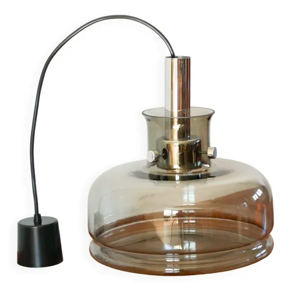 Suspension en verre fumé et globe, Design, 1970