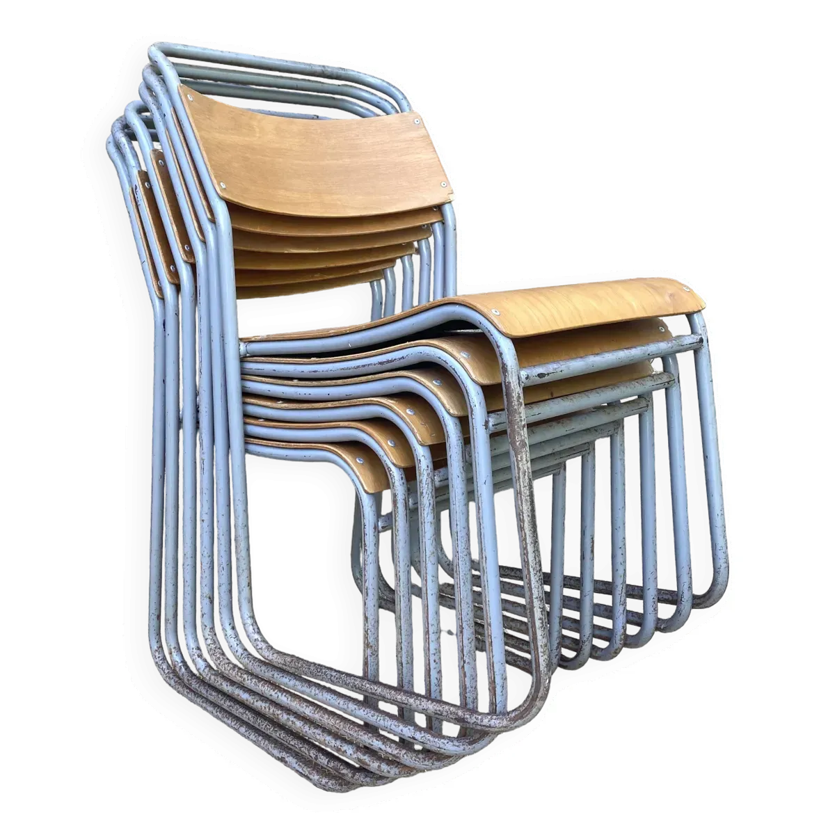 Chaises traineau industrielles anglaises Remploy années 50-60