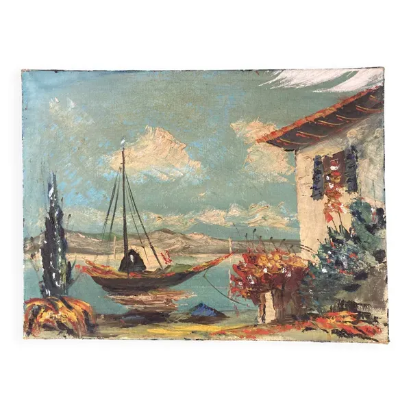 Marine Méditerranéenne, huile sur toile