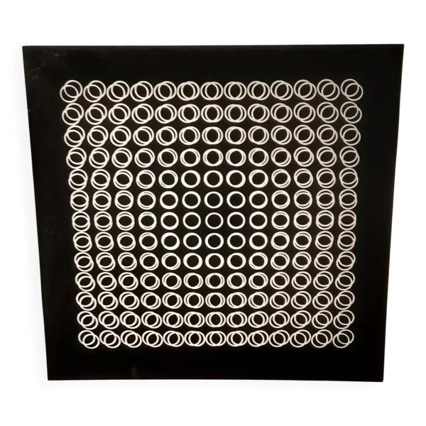 Sérigraphie Vasarely - ''Cinétique Profonde'' - Illusion 3D & Noir et Bl