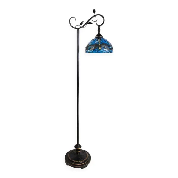 Lampadaire Tiffany rond Libellule bleu