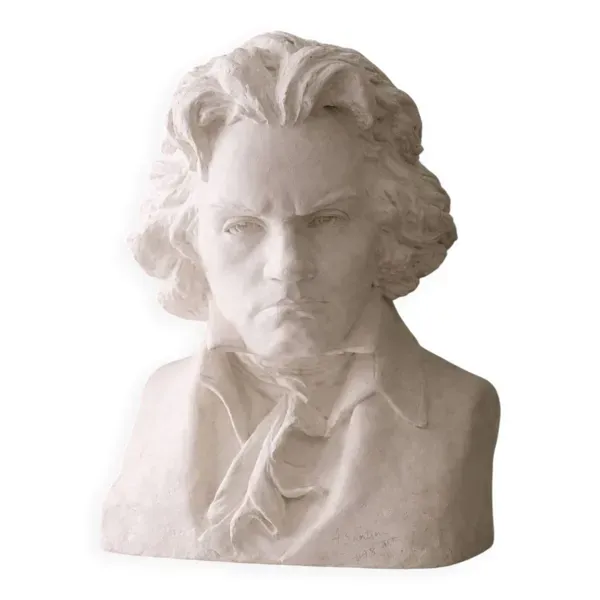 Buste en plâtre de Beethoven signé A. Santini, 1928