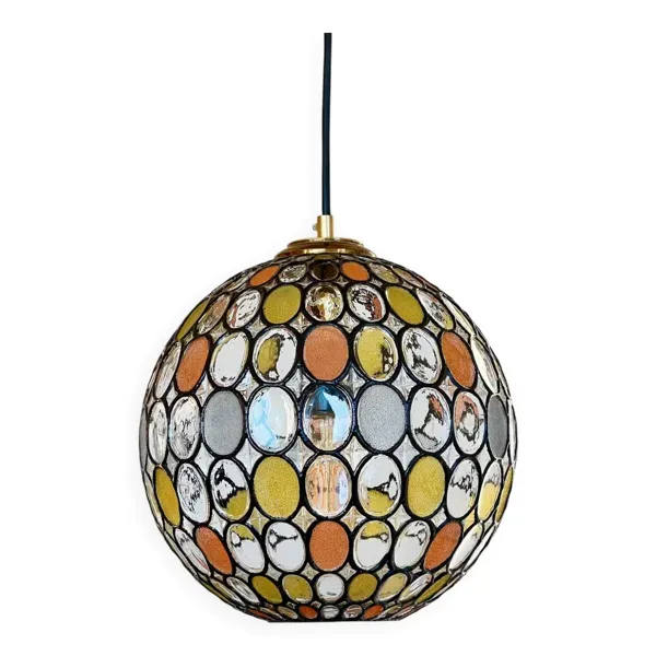 Grande suspension vintage type vitrail de Limburg années 70