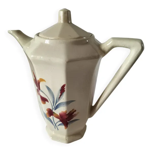 Verseuse Digoin Sarreguemines modèle 9225 – décor floral stylisé
