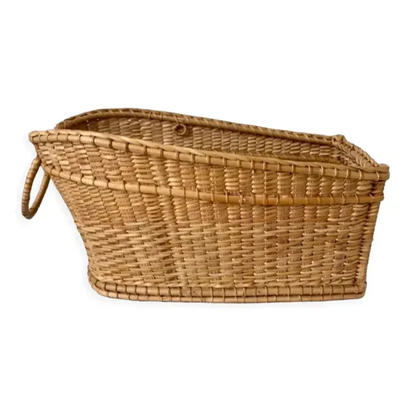 Panière en rotin années 70