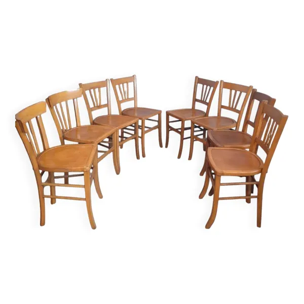 8 Chaises Bistrot dont 2 Luterma Hêtre Massif Années 50 Authentiques