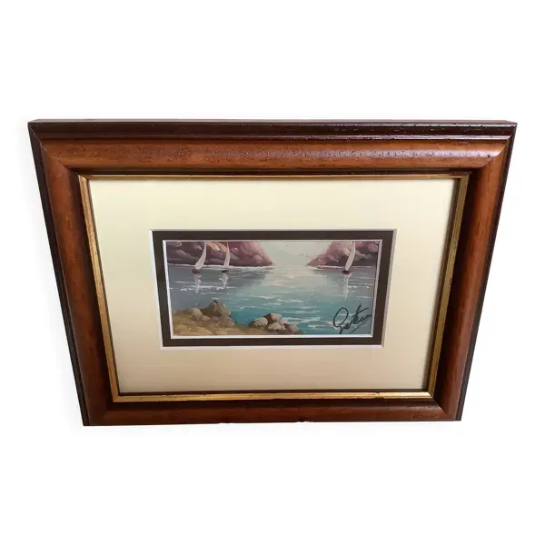 Petit tableau Marine huile sur panneau signée