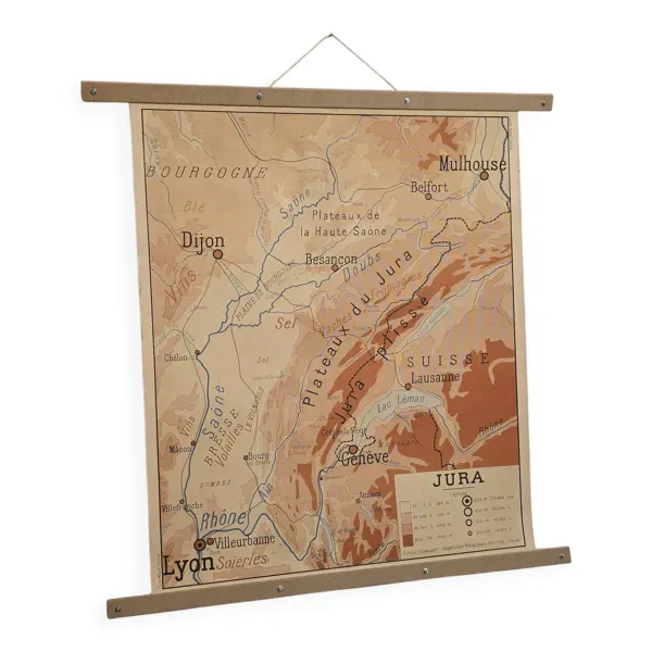 Carte de géographie carte d'école Jura et massif central