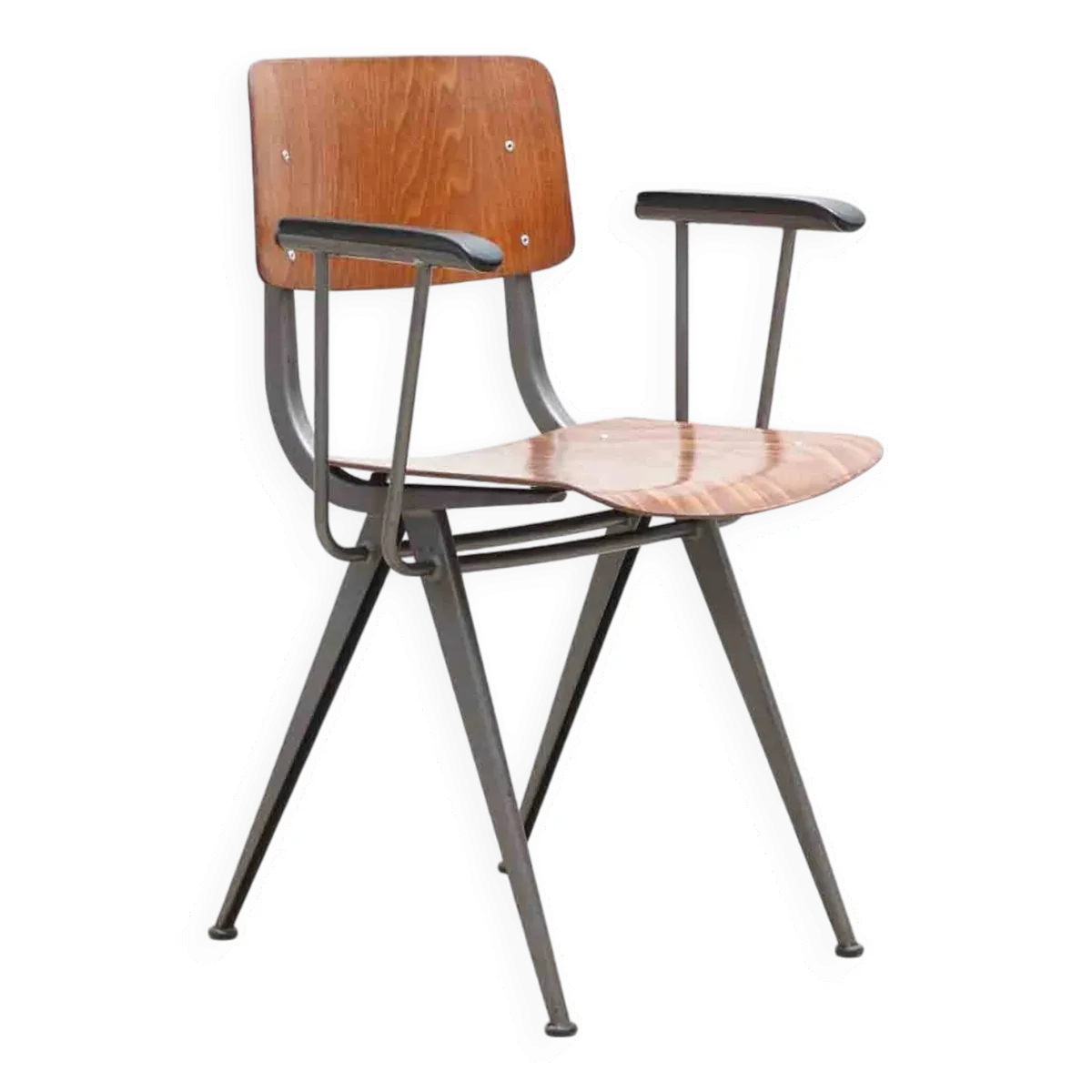 Chaise style Friso avec accoudoirs chene et metal