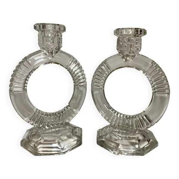 Paire de bougeoirs Libochovice 1934 art déco