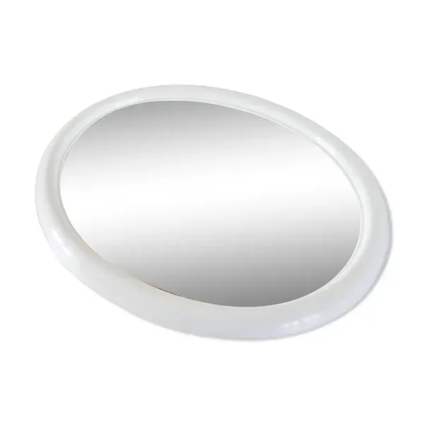 Miroir oval en plexi blanc, Design, 1970