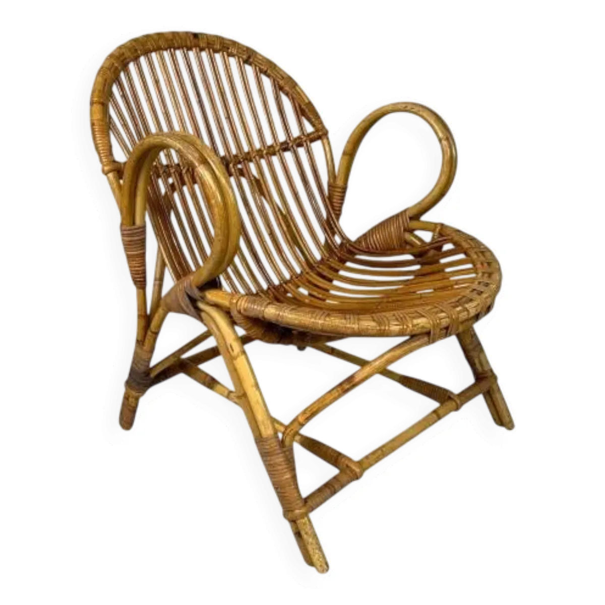 Chaise en bambou et rotin Rohe Noordwolde, années 1950