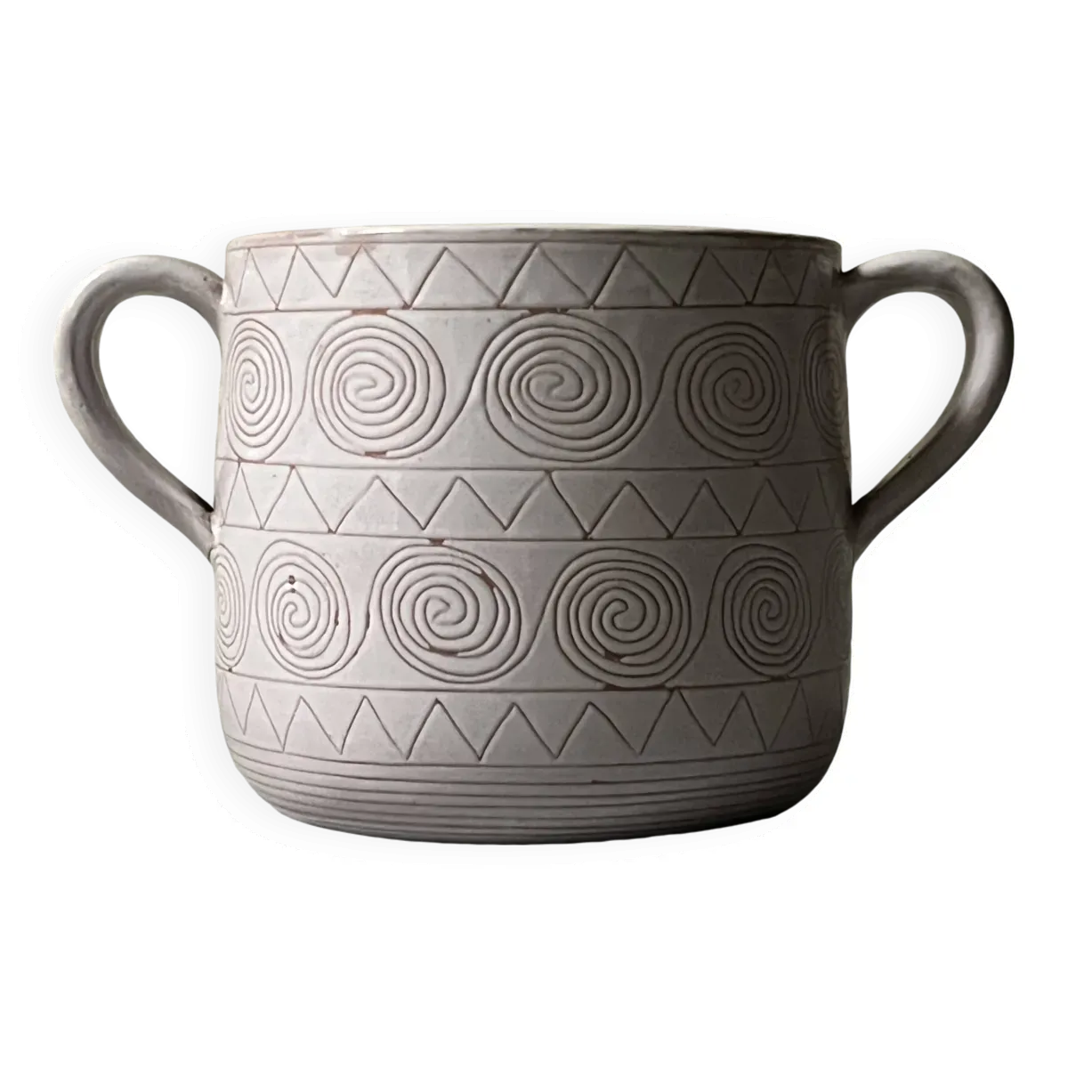 grand vase / cache pot en céramique émaillée signée Robert Picault, vallauris 1950