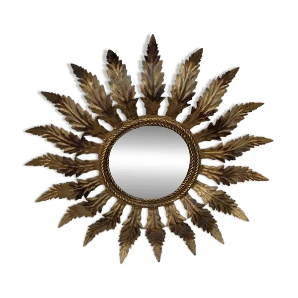 Miroir soleil métal vieilli décoration campagne