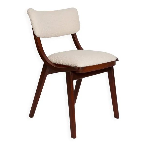Chaise Bouclé crème clair, Pologne, années 1960