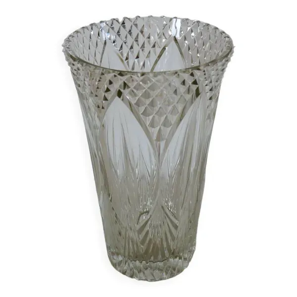 Vase en cristal à motifs art déco, 1950