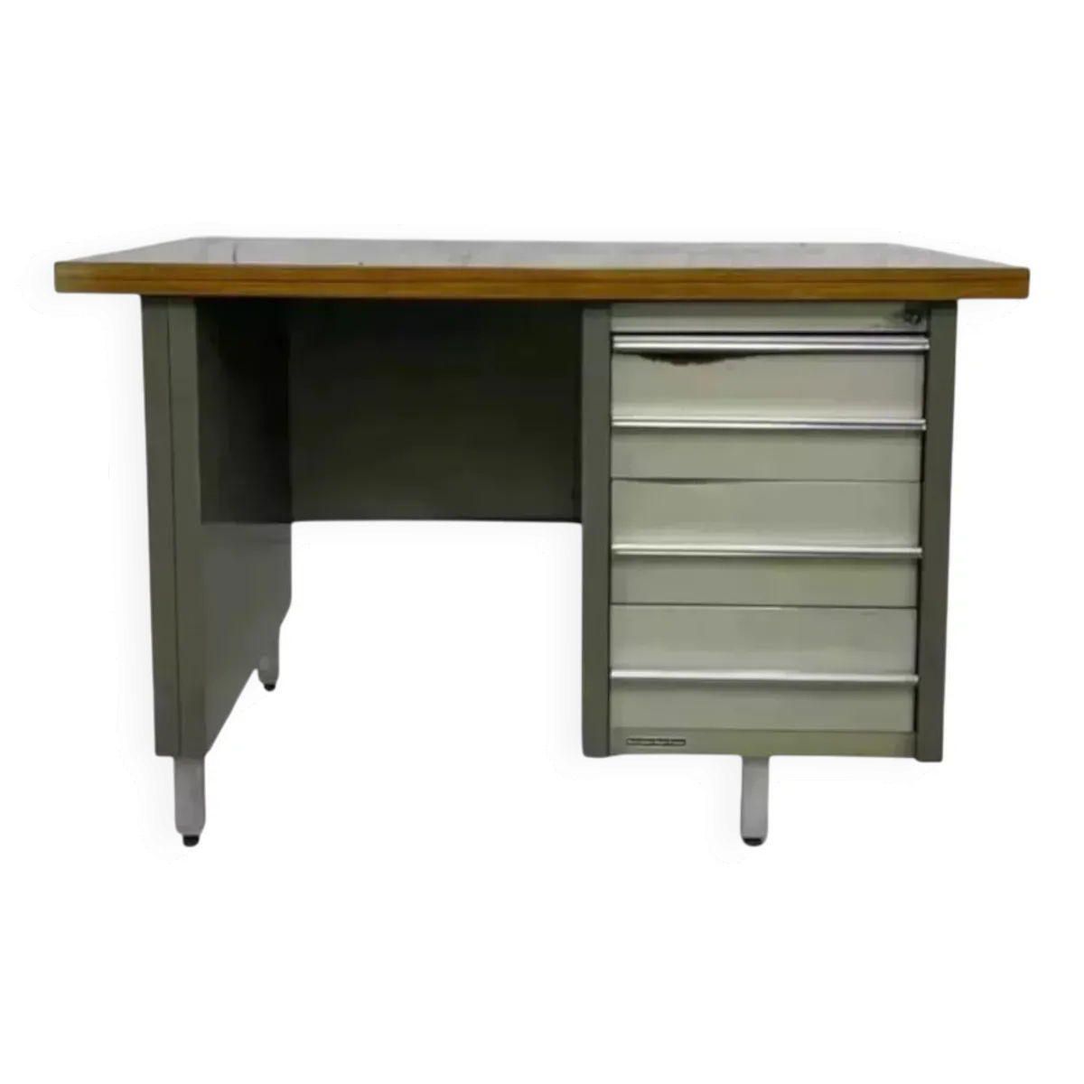 Bureau industriel des années 50 en métal et Bois Remington Rand Fran