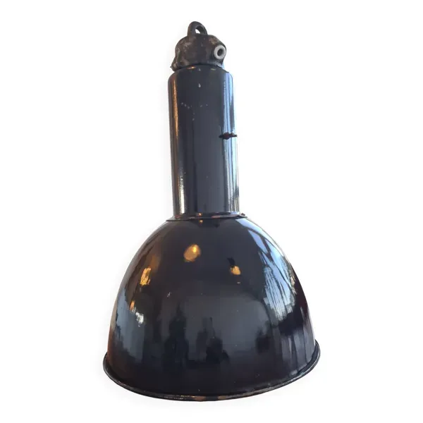 Lampe indutrielle noire tchécoslovaque des années 40/50 dite Bauhausde