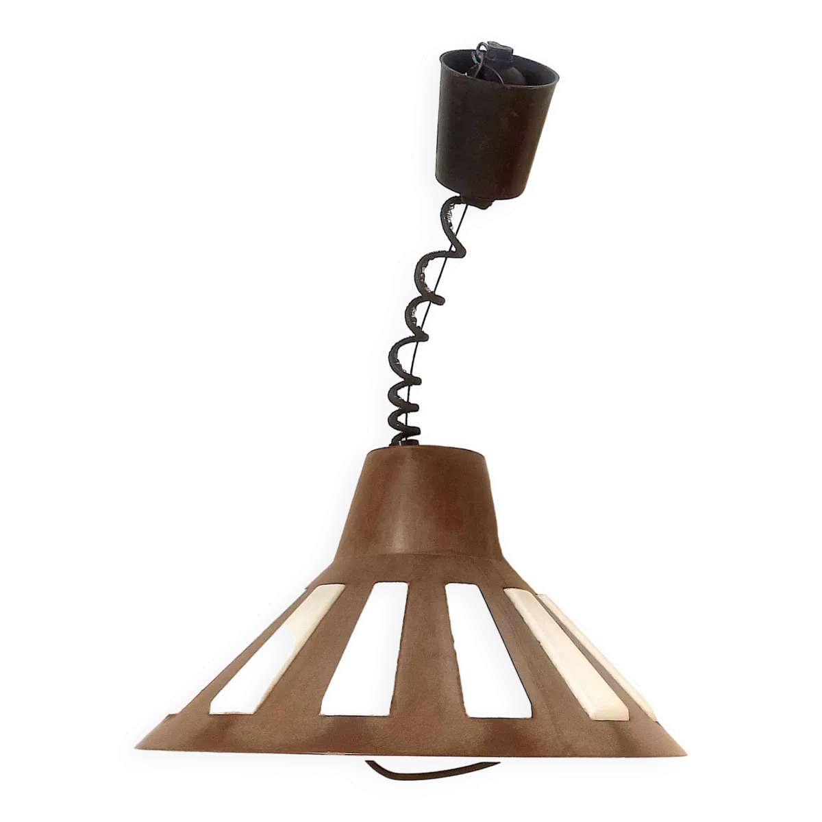 Lustre suspension monte et baisse bakelite Années 70 Diamètre 40 cm