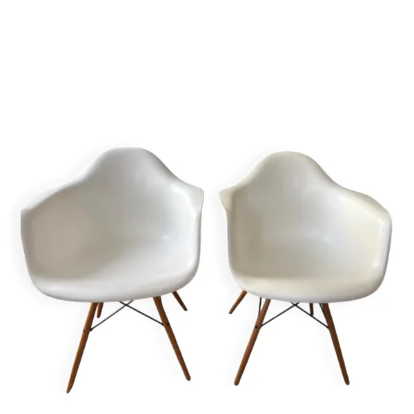 Fauteuil DAW Eames Vitra blanc et bois