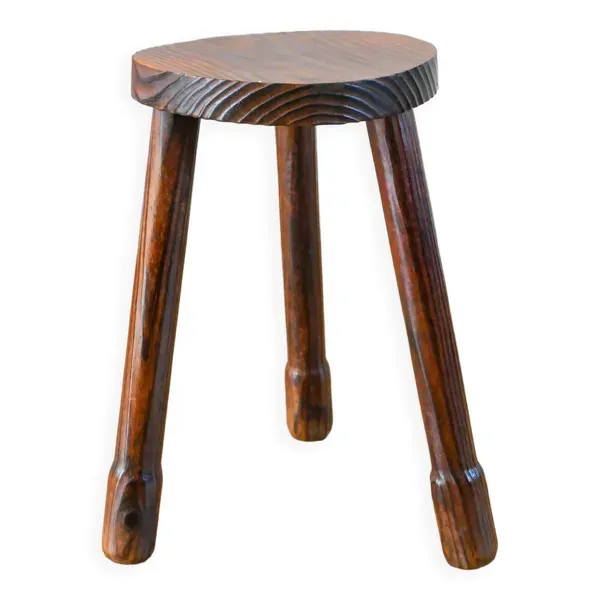 Tabouret tripode en bois, Brutaliste, Style Populaire, 1950
