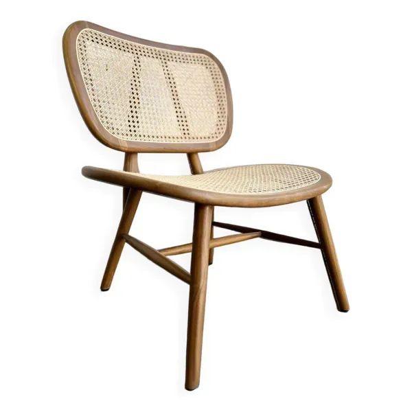 Chaise longue rétro en rotin / fauteuil / siège unique