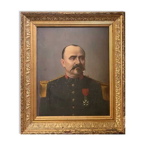 Huile sur toile d'un portrait millitaire