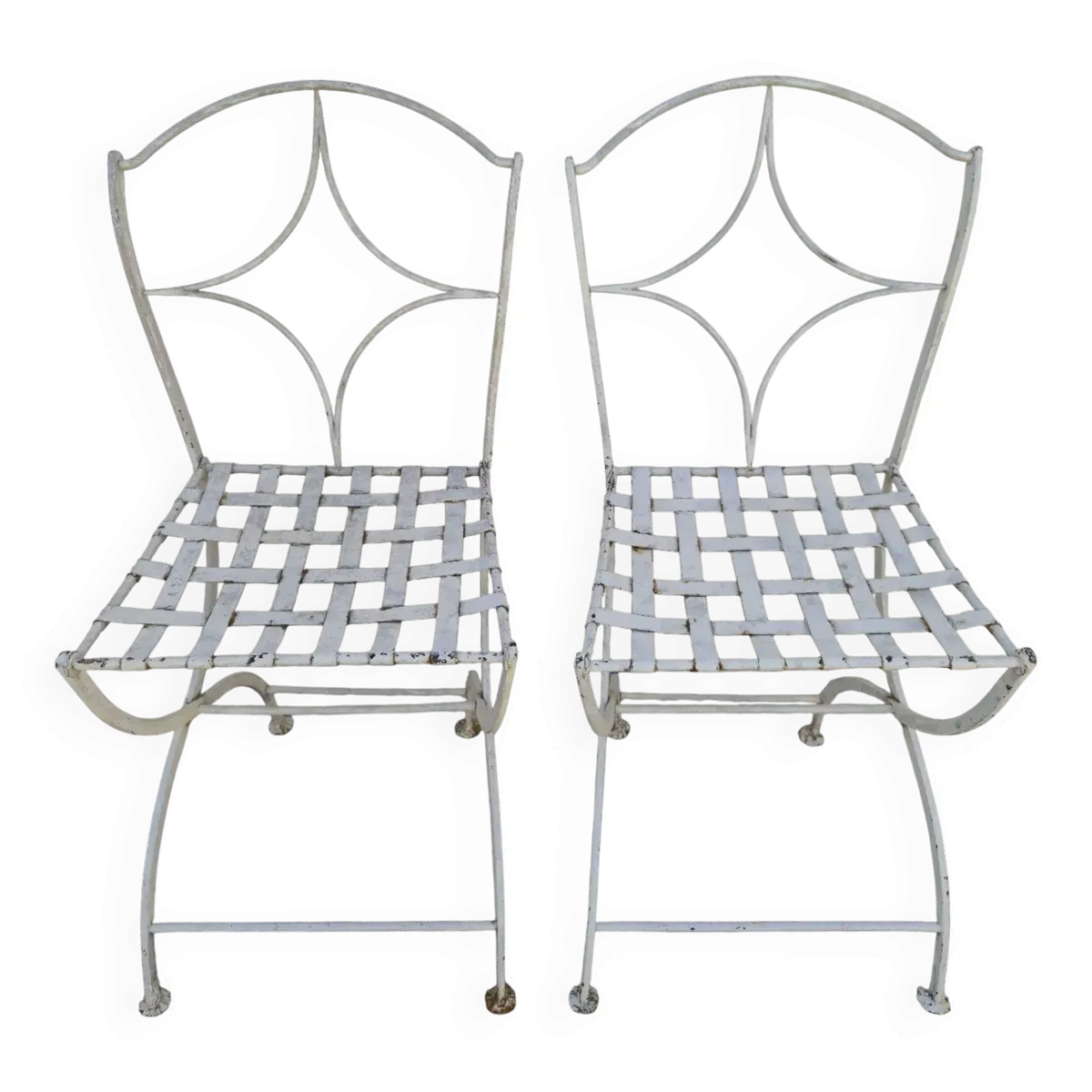 Paire de chaises de jardin en fer forgé, XIXème s.