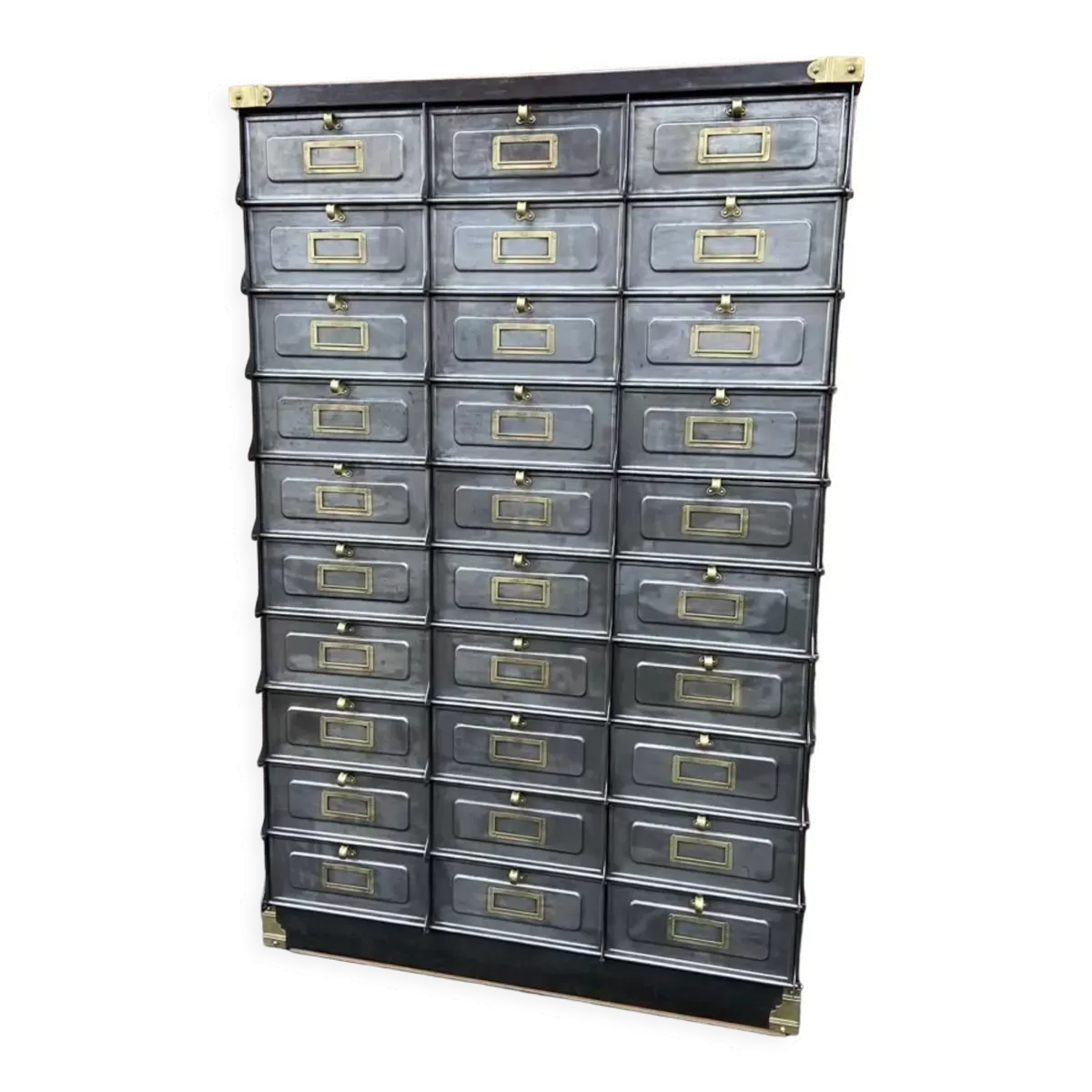 Meuble d'Archivage industriel 30 clapets Strafor 1920s