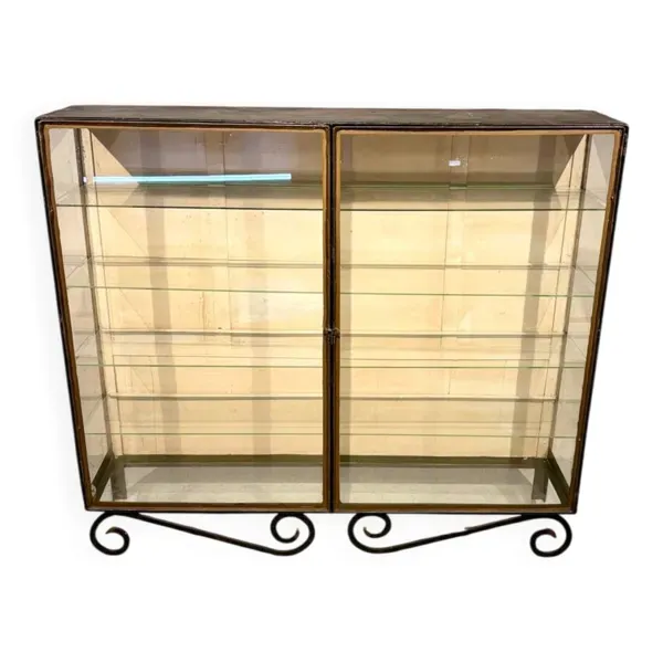 Vitrine double vintage métal et verre années 50/60 – esprit industriel