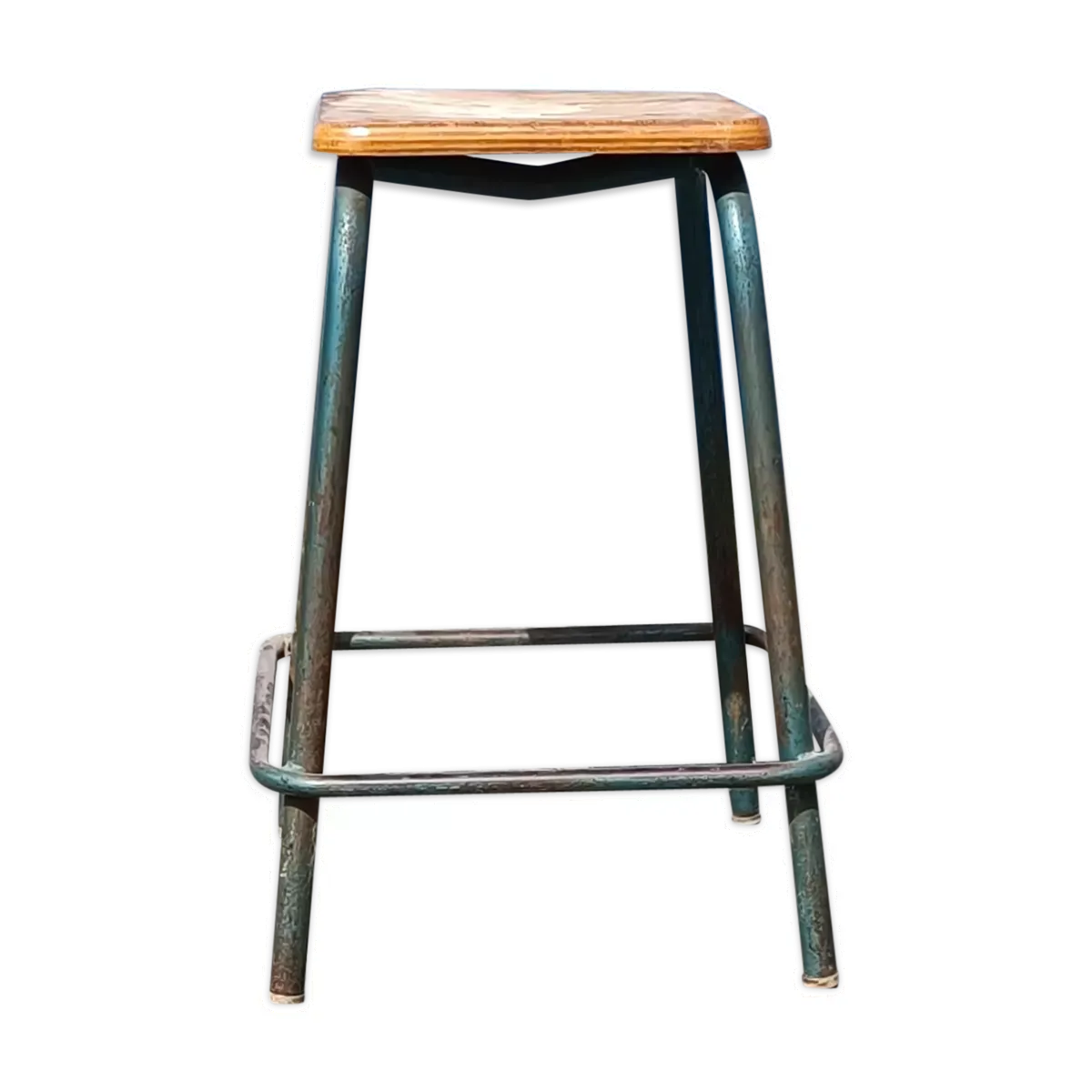 Tabouret haut industriel en bois