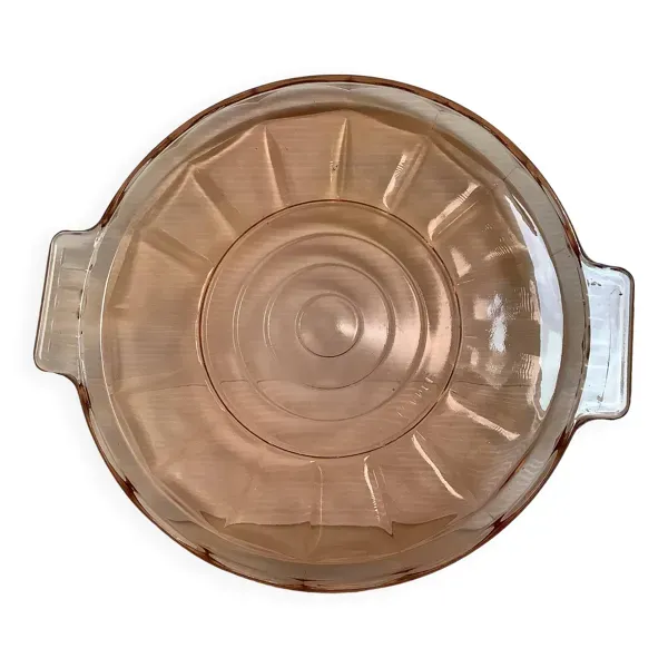 Plat verre rose avec anses style Rosaline