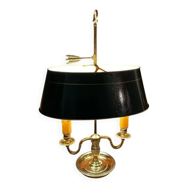 Lampe bouillotte de style Empire en laiton et tôle verte - Électricité