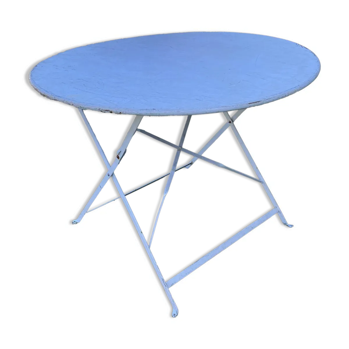 Table ronde pliante en métal, circa 1950
