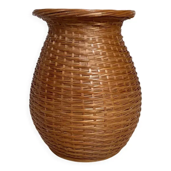 Vase tressé bambou intérieur céramique style ikebana