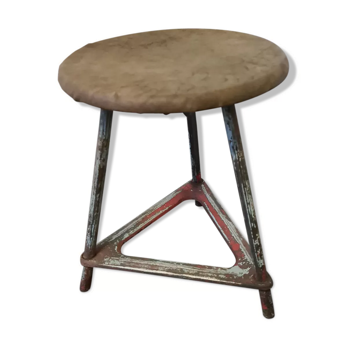 Tabouret industriel en métal et bois