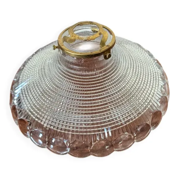 Abat-jour en verre moulé à relief concentrique circa 1950