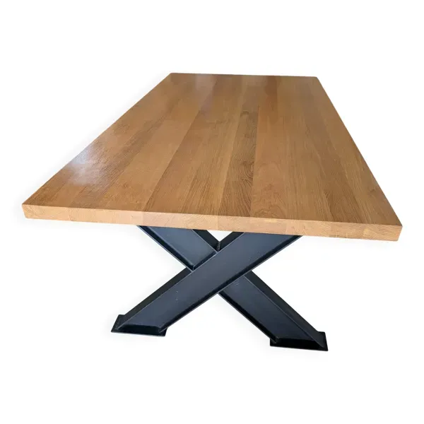 Table Chêne massif & Acier IPN- 200 x 100 - Création artisanale