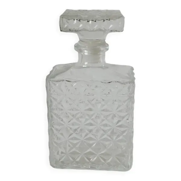 carafe à whisky en verre rectangulaire 1970 21 X 10.5 cm