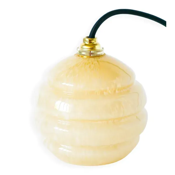 Petite suspension boule en verre de Clichy, Jaune, 1930