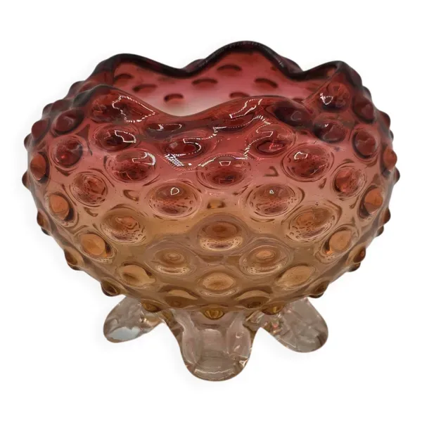 Coupe, vide poche  en verre moulé à décor bullé, Tchécoslovaquie, milieu XXème s.