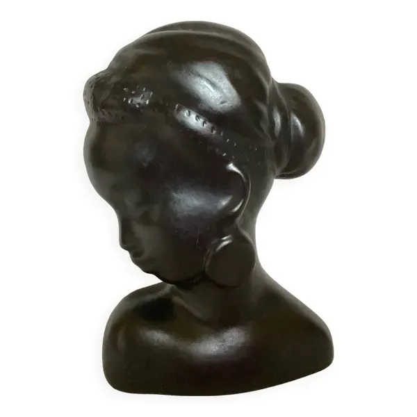 Ancien buste de femme africaine à poser ou à accrocher