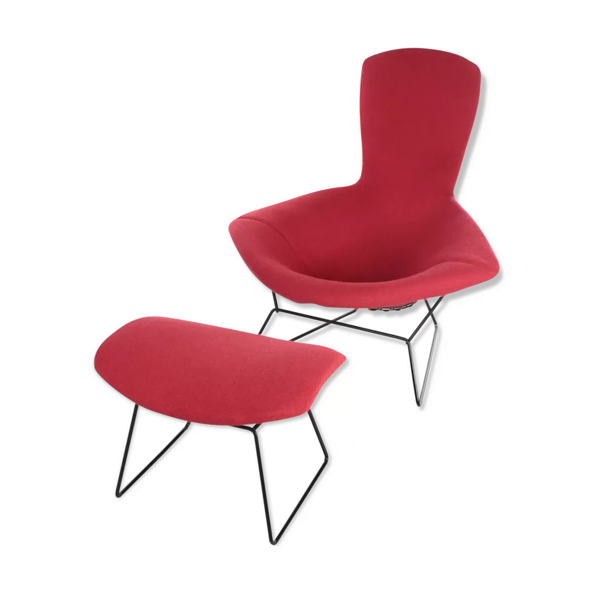 Fauteuil avec pouf modèle Bird  Harry bertoia pour Knoll, années 1980