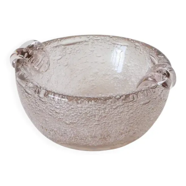 Cendrier en verre bullé de Biot, rose, 1960