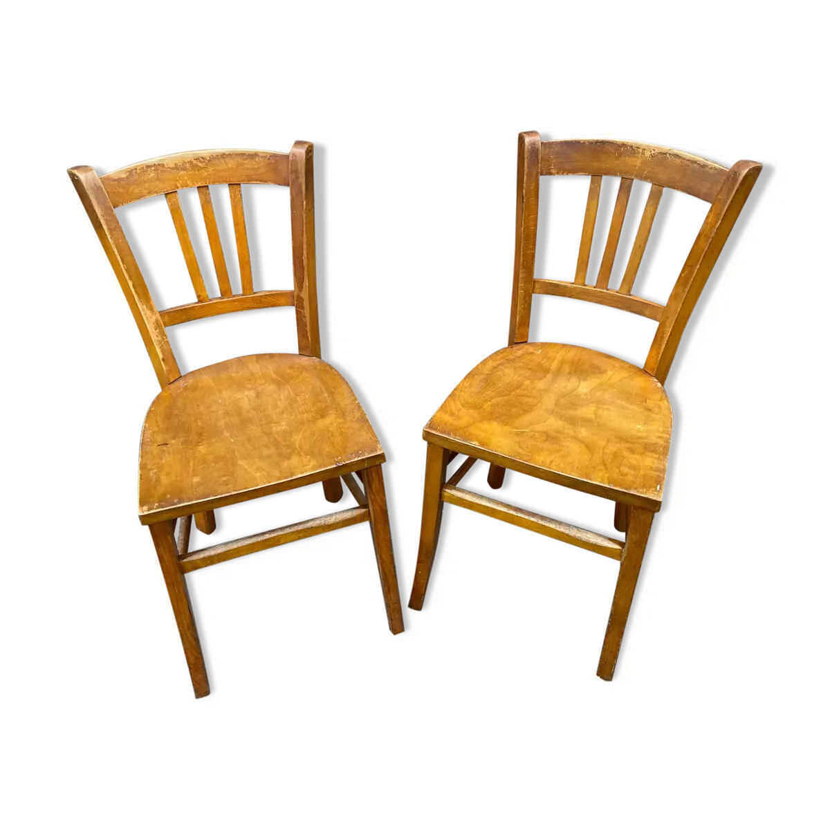 Paire de chaises bistrot 1950 brasserie bois courbé