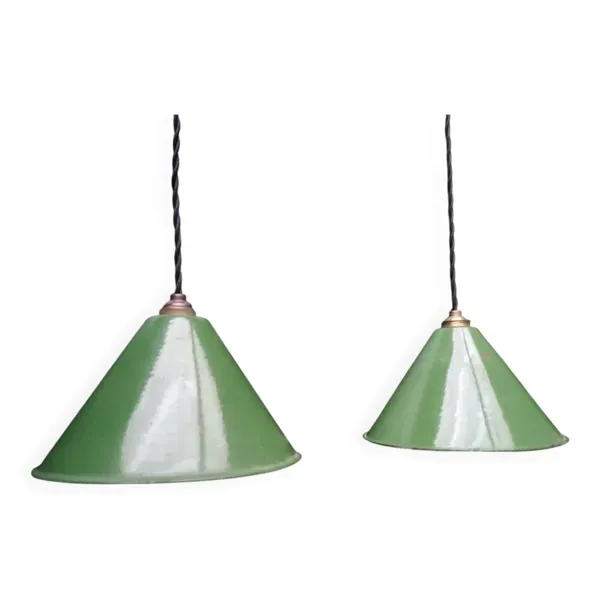 2 suspensions cônes tôles émaillées