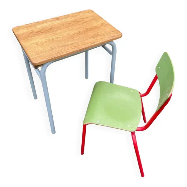 Petit bureau d’écolier et sa chaise vintage