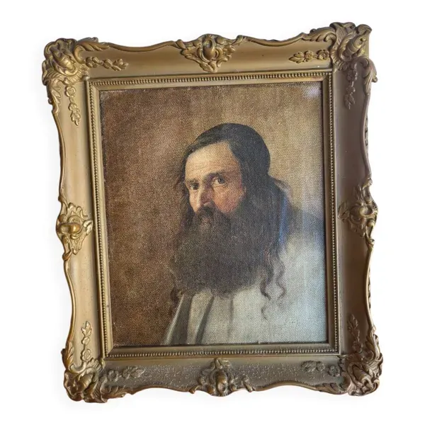 Portrait de vieil homme barbu - École du XIXe -