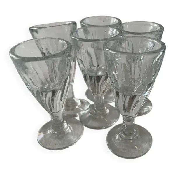 ot de 6 verres anciens en verre soufflé – années 1930/1950